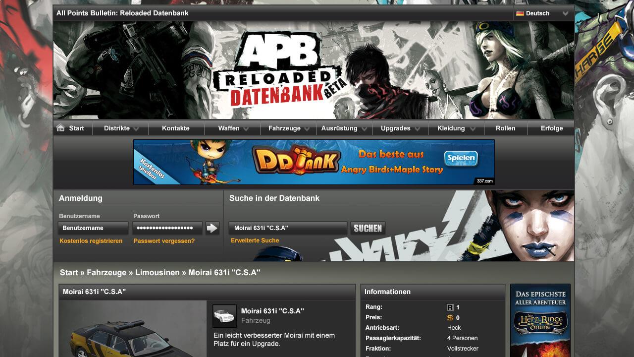 APB Reloaded Datenbank