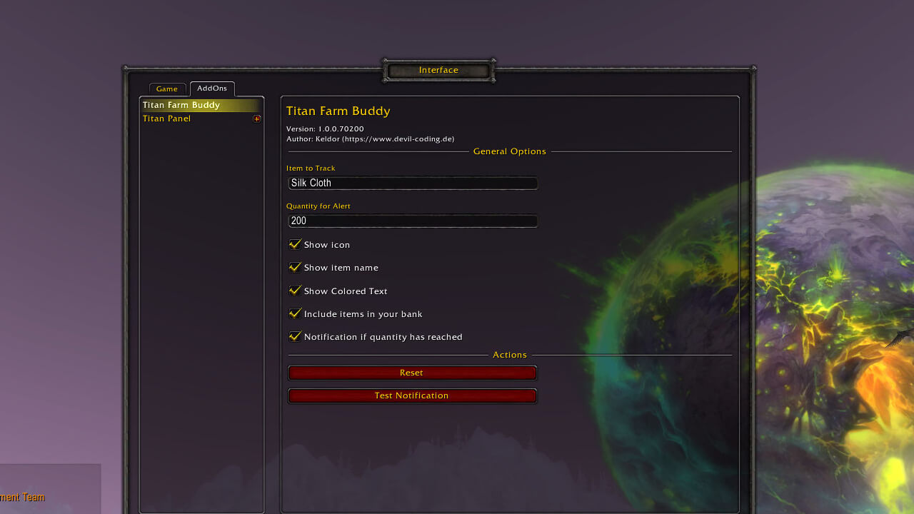 World of Warcraft AddOn - Titan Panel [Farm Buddy]